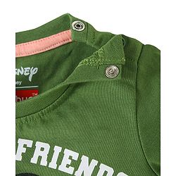 Babyhug Disney Single Jersey Knit Half Sleeves T-Shirt & Shorts Set With Mickey & Friends Graphics - Green