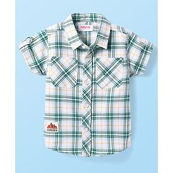 Babyhug Cotton Woven Half Sleeves Checkered Shirt with Patch - White