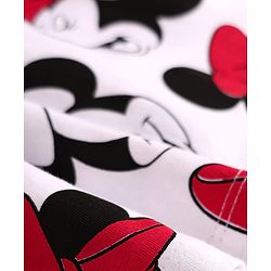 Babyhug Disney Cotton Knit Frill Sleeves Frocks with Minnie Mouse Graphics Pack of 2 - Red & White
