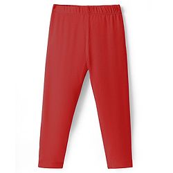 Babyhug Cotton Lycra Knit Full Length Solid Color Legging with Stretch - Red