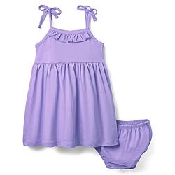 Babyhug Single Jersey Knit Solid Colour Sleeveless Frock With Bloomers - Mauve