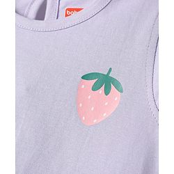 Babyhug Cotton Knit Half Sleeves T-Shirt with Strawberry Print - Lavender