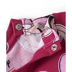 Babyhug Disney Single Jersey Knit Half Sleeves Shorts Night Suit with Minnie Mouse Print - Maroon