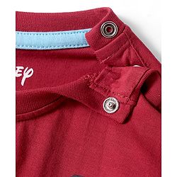 Babyhug Disney Single Jersey Knit Half Sleeves T-Shirt with Goofy Graphics - Red