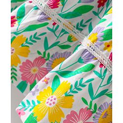 Babyhug Cotton Woven Sleeveless Frock with Floral Print - White