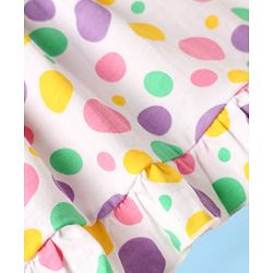 Babyhug Cotton Woven Frill Sleeves Polka Dots Printed Frocks with Bloomer Headbands & Bow Applique Print Pack of 2 - White & Lilac