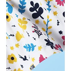 Babyhug 100% Cotton Single Jersey Knit Sleeveless Frock Floral Print & Bow Applique - White