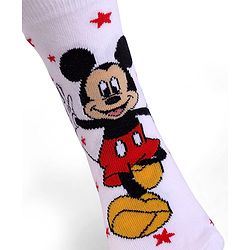 Cute Walk By Babyhug Knit Antibacterial Socks With Mickey Mouse Graphics Pack Of 3 - White & Yellow