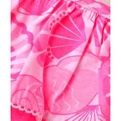 Babyhug Single Jersey Singlet Sleeves Top & Shorts Set with Print - Dark Pink