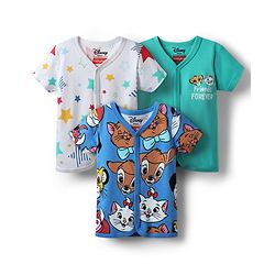Babyhug Disney Interlock Knit Full Sleeves Jhablas With Mickey Mouse Graphics & Badge Applique Pack of 3 - Blue White & Green main image 0