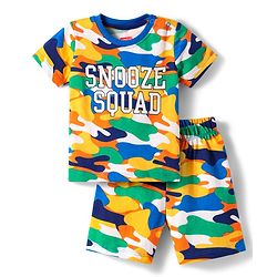 Babyhug Cotton Knit Half Sleeves Text Printed T-Shirt & Shorts Set - Multicolor main image 0
