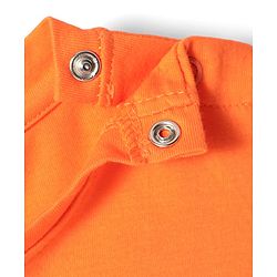 Babyhug Cotton Knit Half Puffed Sleeves Capri Night Suit with Text & Floral Print - Orange