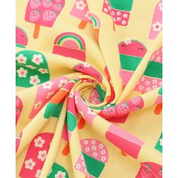 Babyhug Interlock Knit Hooded Wrapper with Popsicle Print L 76.2 x B 76.2 cm - Yellow