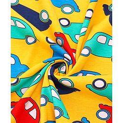 Babyhug Interlock Knit Hooded Towel with Car Print L 76.2 x B 76.2 cm - Yellow
