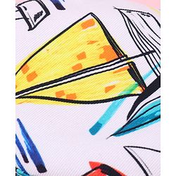 Babyhug Two Layer Bucket Hat with Abstract Print White Orange & Blue - Diameter 18 cm