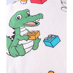 Babyhug Cotton Woven Two Layer Bucket Hat Animals Print White - 17 cm
