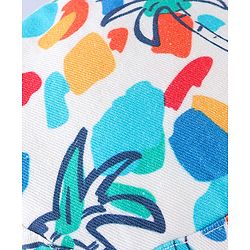 Babyhug Cotton Woven Two Layer Bucket Hat with Coconut Tree Print White - Diameter 17 cm
