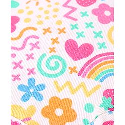Babyhug Cotton Woven Two Layer Bucket Hat Rainbow Print White -Diameter 17 cm