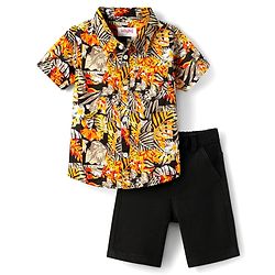 Babyhug Cotton Woven Half Sleeve Check Shirt - Yellow