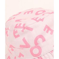 Babyhug 100% Cotton Woven Two Layer Bucket Hat Alphabet Print Pink- Diameter 16 cm