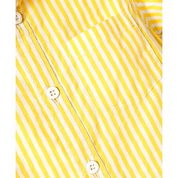 Babyhug Cotton Woven Half Sleeves Striped Shirt & Denim Shorts Set - Yellow & Blue