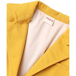 Babyhug Woven Full Sleeves Solid Blazer With Printed T-Shirt - Mustard & Black