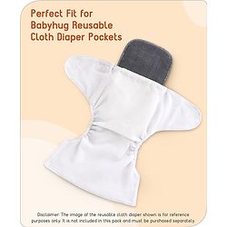 Babyhug Microfiber Solid Reusable Stay Dry 3 Layer Cloth Diaper Inserts Pack of 3 - Grey