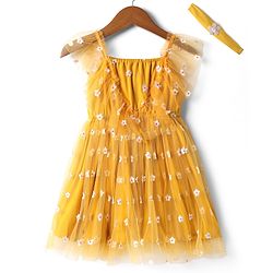 Babyhug Single Jersey Knit Sleeveless Frock With Floral Print & Bow Applique - Green main image 0