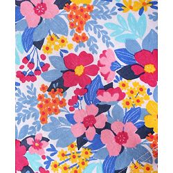 Babyhug Cotton Knit Frill Sleeves T-Shirt with Floral Print - Blue