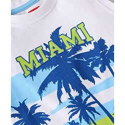 Babyhug Single Jersey Knit Sleeveless Tank T-Shirt & Shorts Set Tropical Theme Print- White Blue & Green