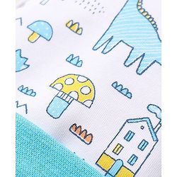 Babyhug 100% Cotton Cap Mittens & Booties With Tropical Theme Print Light Blue - Diameter 10.5 cm