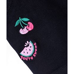 Babyhug Mid Thigh Length Denim Skirt with Fruit Embroidery - Black