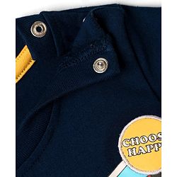 Babyhug Cotton Knit Half Sleeves T-Shirt with Panda Print & Patch Detailing - Navy Blue