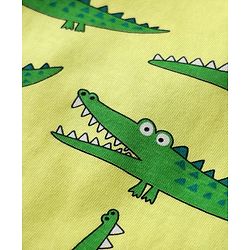 Babyhug Cotton Knit Half Sleeves Co-ords Night Suit with Dino Print -Limegreen