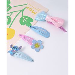 Babyhug Disney Free Size Bow & Floral Hair Pins And Clips Pack of 4 - Multicolor