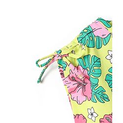 Babyhug Cotton Knit Half Sleeves Top with Floral Print - Yellow