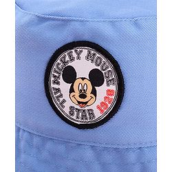 Babyhug Disney Cotton Woven Summer Cap with Mickey Mouse Patch Detailing Light Blue - Diameter 23 cm