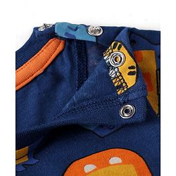 Babyhug Single Jersey Knit Half Sleeves Animal Printed T-Shirt & Shorts Set - Orange & Navy Blue