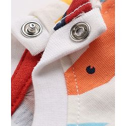 Babyhug Single Jersey Knit Dino Printed T-Shirt & Shorts Set - White & Red