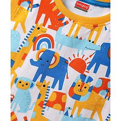 Babyhug Single Jersey Knit Sleeveless Tank T-Shirt & Shorts Set with Animal Print - Navy Blue & White