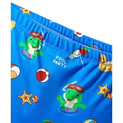 Babyhug Water Above Knee Length Repellent Swimming Trunk with Beach Theme & Animal Print - Blue