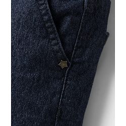 Babyhug Denim Mid Thigh Washed Ribbed Shorts - Navy Blue