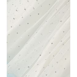Babyhug Woven Sleeveless Mesh Dress with Bow Applique & Foil Print - White