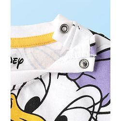 Babyhug Disney Single Jersey Knit Half Sleeves Oversize Drop Shoulder Half Sleeves T-Shirt & Shorts With Daisy Duck Graphic - Purple