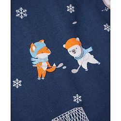 Babyhug 100% Cotton Single Jersey Knit Sleeveless Sando & Shorts Set With Animal Print - Navy Blue & Orange