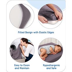 Babyhug 100% Cotton Waterproof Fitted Mattress Protector Cover - Grey