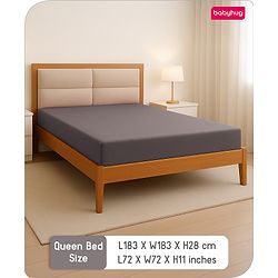 Babyhug 100% Cotton Waterproof Fitted Mattress Protector Cover - Grey