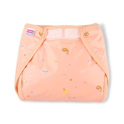 Babyhug Waterproof Nappy with Terry Inner Layer Small Size Set of 3 - Dolphin Print| Reusable| Easy to Clean and Maintain| Adjustable Velcro Closure