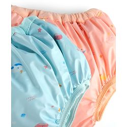 Babyhug Waterproof Pant Style Nappy with Elastic Small Size Set of 3 - Dolphin Print| Reusable| Easy to Clean and Maintain| Leak Proof| Soft Terry Inner Lining