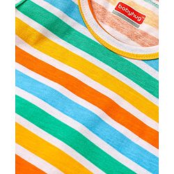 Babyhug 100% Cotton Single Jersey Knit Sando With Stripes - Yellow